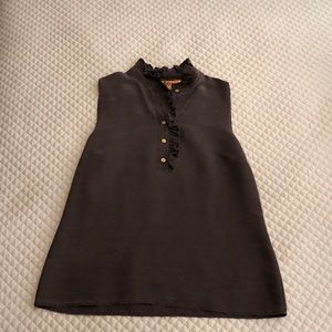 Classic Tory Burch Brown Ruffle Sleeveless top